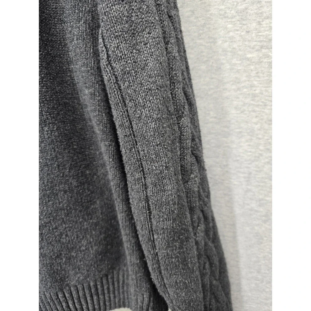 Marled Reunited Clothing Gray Cable Knit Full Zip Sweater Mock Neck XL Unisex
